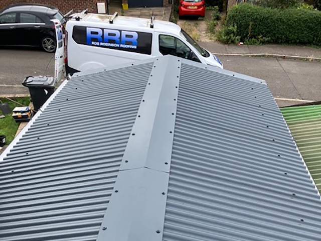 A new roof garage having removed and replaced an asbestos roof in Kettering, Northamptonshire.