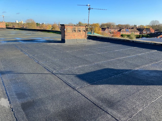 New flat roofing install of offices by roofing contractors in Kettering, Northamptonshire.