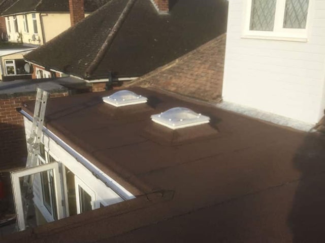 Flat roof repair of a domestic extension in Kettering, Northamptonshire.